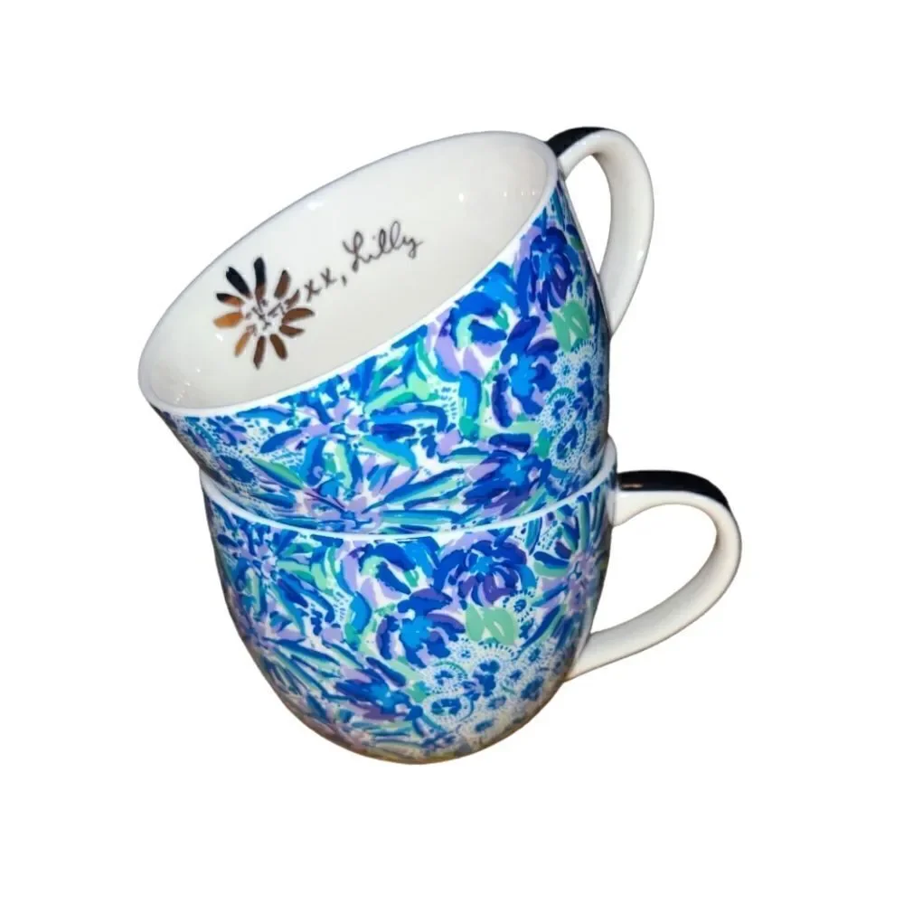 Lilly Pulitzer 2 coffee/ tea cups mugs